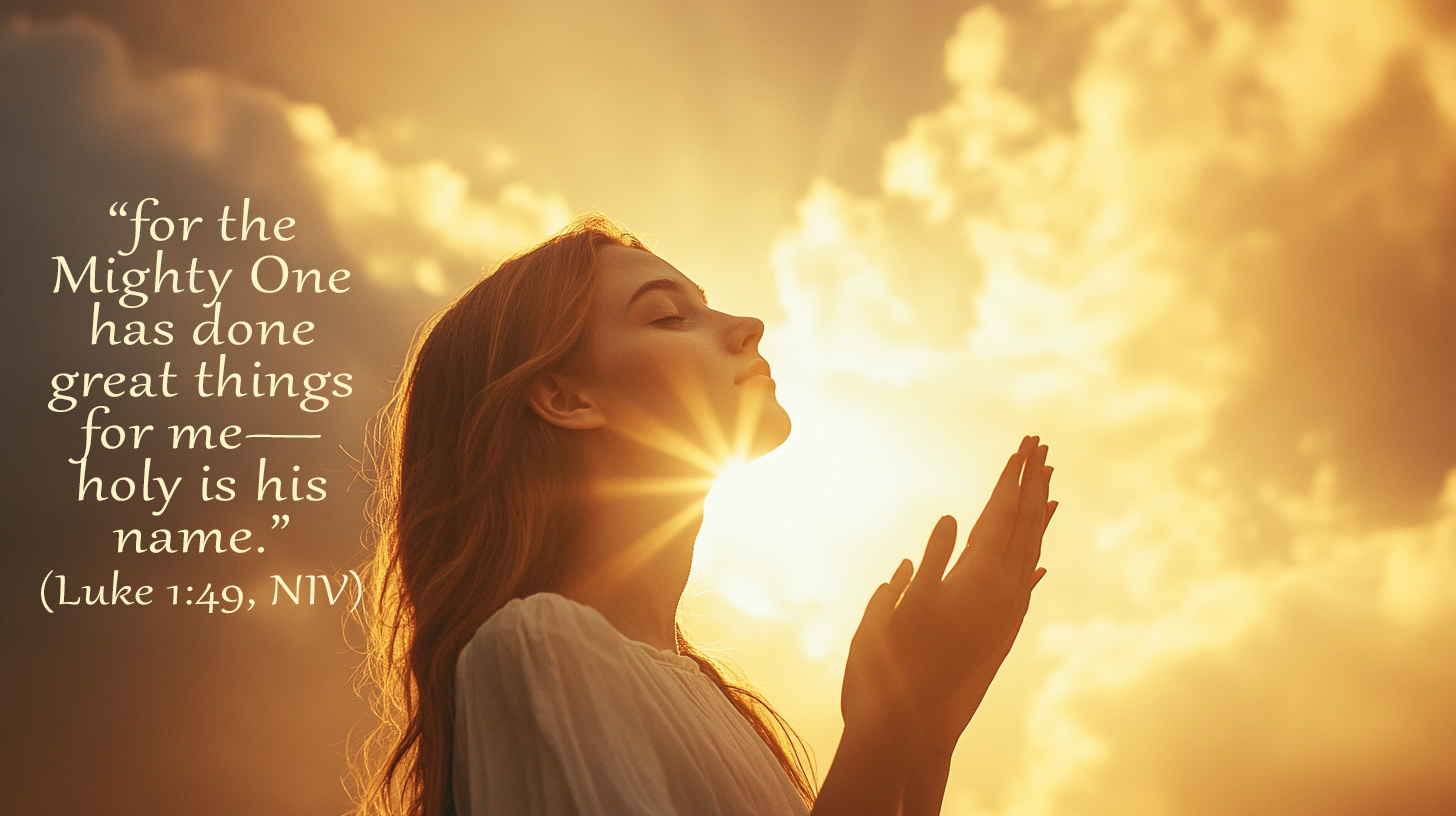 Golden sunlight shining on a kneeling figure representing The Lord Lifts the Lowly—Advent joy through God’s mercy and restoration.